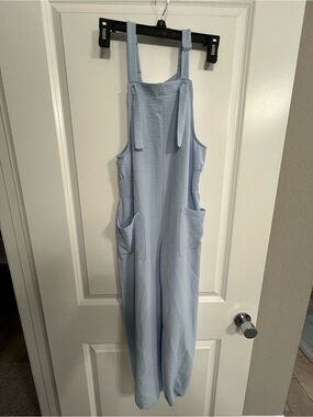 BKE Light Blue Kids' Cotton-Blend Jogger Romper